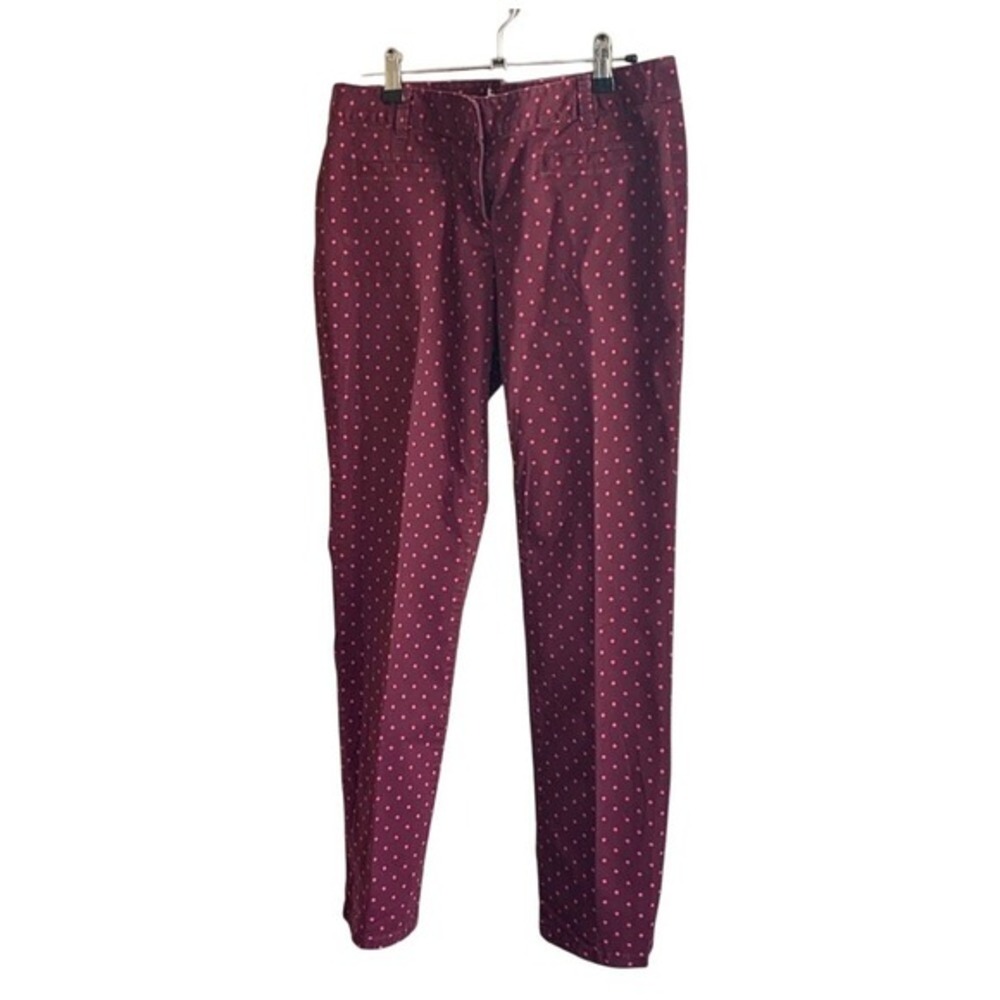 Talbots Polka Dot Pants Stretch‎ Mid-Rise Casual Career Burgundy Pink Size 6P